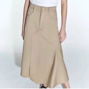 Zara Asymmetrical Midi Stretch Skirt